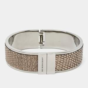 Burberry SpringHills Silver Leather SIlver Tone Bracelet