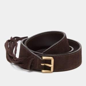 Burberry Dark Brown Suede Tassel Waist Buckle Belt 100CM