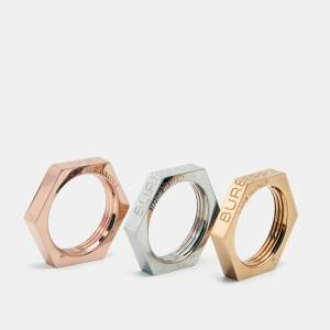 Burberry Bolt Three Tone Metal Ring Set Size 52