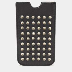 Burberry Black Spike Studded Leather Phone Pouch