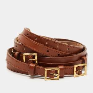 Burberry Brown Leather Triple Buckle Belt 80CM