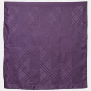 Burberry Purple Checkered Silk Square Scarf