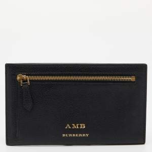  Burberry Black Leather Document Travel Pouch