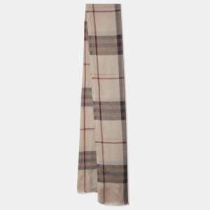  Burberry Beige Vintage Check Wool & Silk Scarf