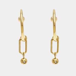 Burberry Crystal Charm Gold Tone Hoop Earrings