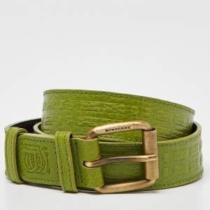 Burberry Green Leather Buckle Belt 100CM