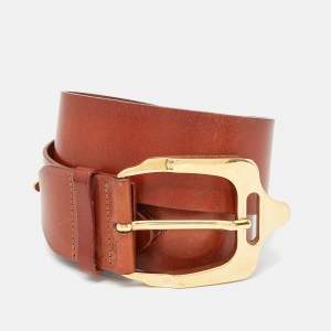 Burberry Brown Leather Adjustable Buckle Belt 90CM