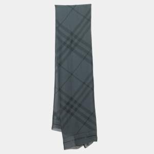 Burberry Grey Silk Argyle Stole