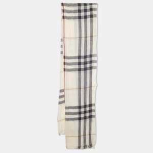 Burberry Cream/Black Checked Wool Stole