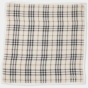 Burberry Beige Checked Silk Square Scarf