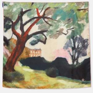 Pre Owned Burberry Multicolor Print Silk Highgrove Spring Square Scarf