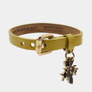 Burberry Leather Bee Charm Gold Tone Bracelet