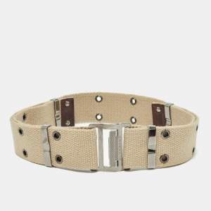 Burberry Beige Canvas Eyelet Adjustable Waist Belt 90CM