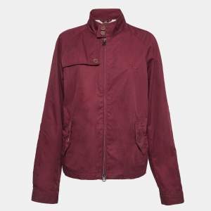 Burberry Brit Burgundy Cotton Zip Front Jacket L