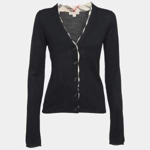 Burberry Black Wool Knit Button Front Cardigan M
