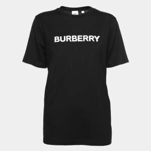 Burberry Black Cotton Logo Print T-Shirt M
