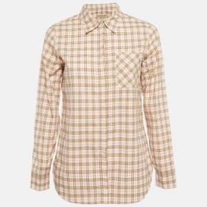 Burberry Pink Checked Cotton Button Front Shirt S