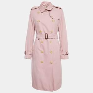 Burberry Pink Gabardine Double Breasted Trench Coat S