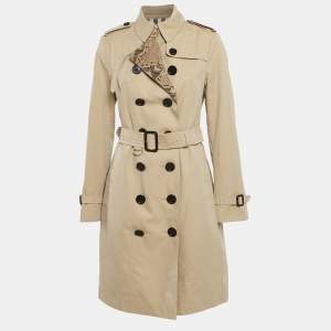 Burberry Beige Cotton Gabardine Double Breasted Trench Coat M