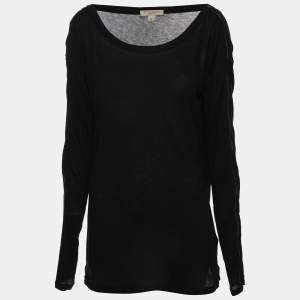 Burberry Black Cotton Long Sleeve Top M