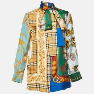 Burberry Multicolor Archive Print Silk Neck Tie Shirt S