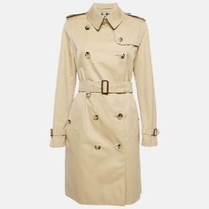 Burberry Beige Gabardine Cotton Double Breasted Trench Coat M