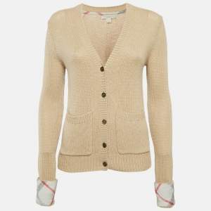 Burberry Beige Wool Blend Buttoned Cardigan M