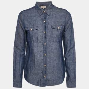 Burberry Blue Denim Button Detail Shirt M