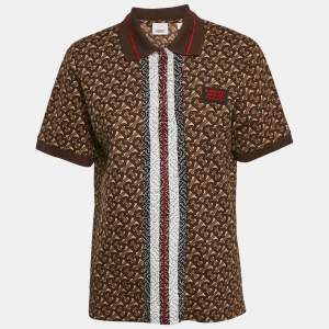 Burberry Brown Monogram Cotton Pique Copland Polo T-Shirt S