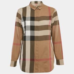 Burberry Brown Tartan Check Cotton Button Front Shirt M