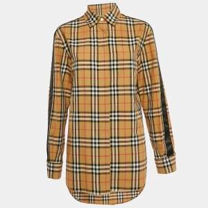 Burberry Beige Checks Cotton Long Sleeve Shirt M