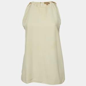 Burberry Cream Silk Sleeveless Top S