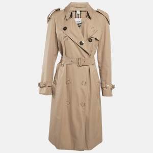 Burberry Brown Cotton Gabardine Double Breasted Trench Coat S
