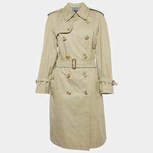Burberrys' Vintage Beige Cotton Double Breasted Belted Trench Coat L