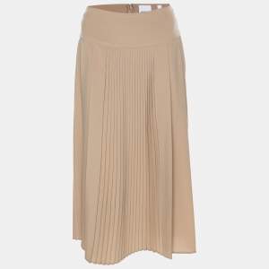 Burberry Beige Pleated Chiffon Midi Skirt XS