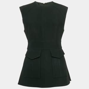 Burberry Black Wool Pocket Detail Sleeveless Tunic Top M