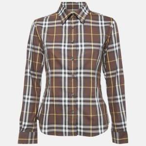 Burberry Brown Checks Cotton Long Sleeve Shirt S