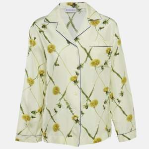 Burberry Yellow Dandelion-Print Silk Pyjama Shirt XS