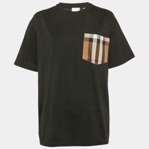 Burberry Black Cotton Nova Check Pocket T-Shirt M
