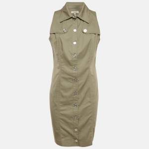Burberry Green Cotton Sleeveless Mini Dress M