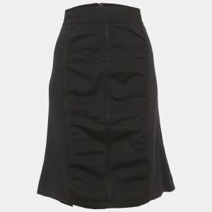 Pre Owned Burberry Black Mesh Trim Jersey Pencil Skirt M