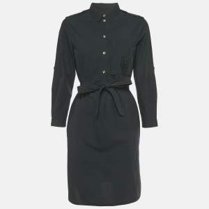 Burberry Navy Blue Cotton Belted Mini Dress M