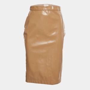 Burberry Beige Synthetic Split Hem Pencil Skirt S 