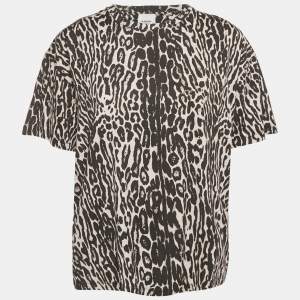 Burberry Monochrome Leopard Print Jersey T-Shirt S