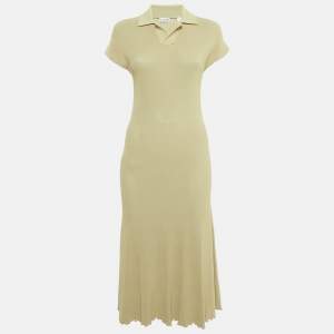 مملوكة مسبقًا Burberry Sage Green Stretch Knit Midi Dress S