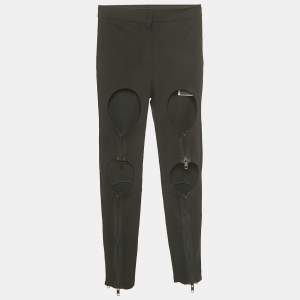 Pre Owned Burberry Black Jersey Zip Detail Cut-Out Pants XS
