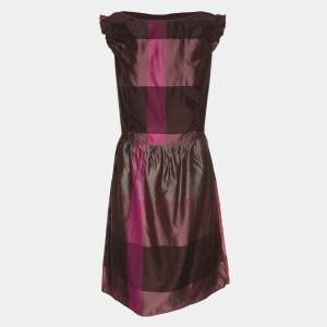 Pre Owned Burberry Multicolor Satin Sleeveless Midi Dress M