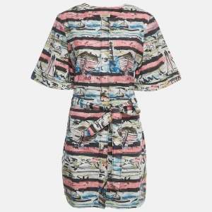 Pre Owned Burberry Multicolor Lighthouse Print Cotton Mini Shirt Dress L