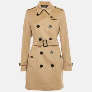 Pre Owned Burberry Beige Wool Blend Trench Coat M 