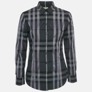 Pre Owned Burberry Monochrome Checkered Cotton Shirt S